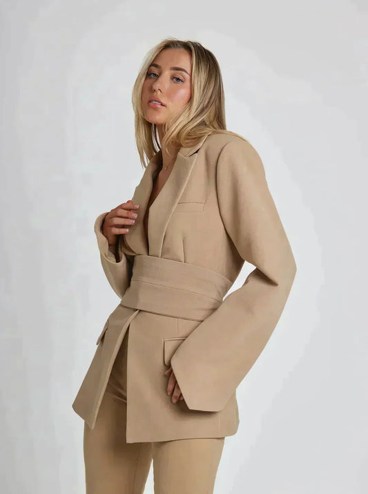 Blazer with belt - tailored ladies coat for smart casual occasions