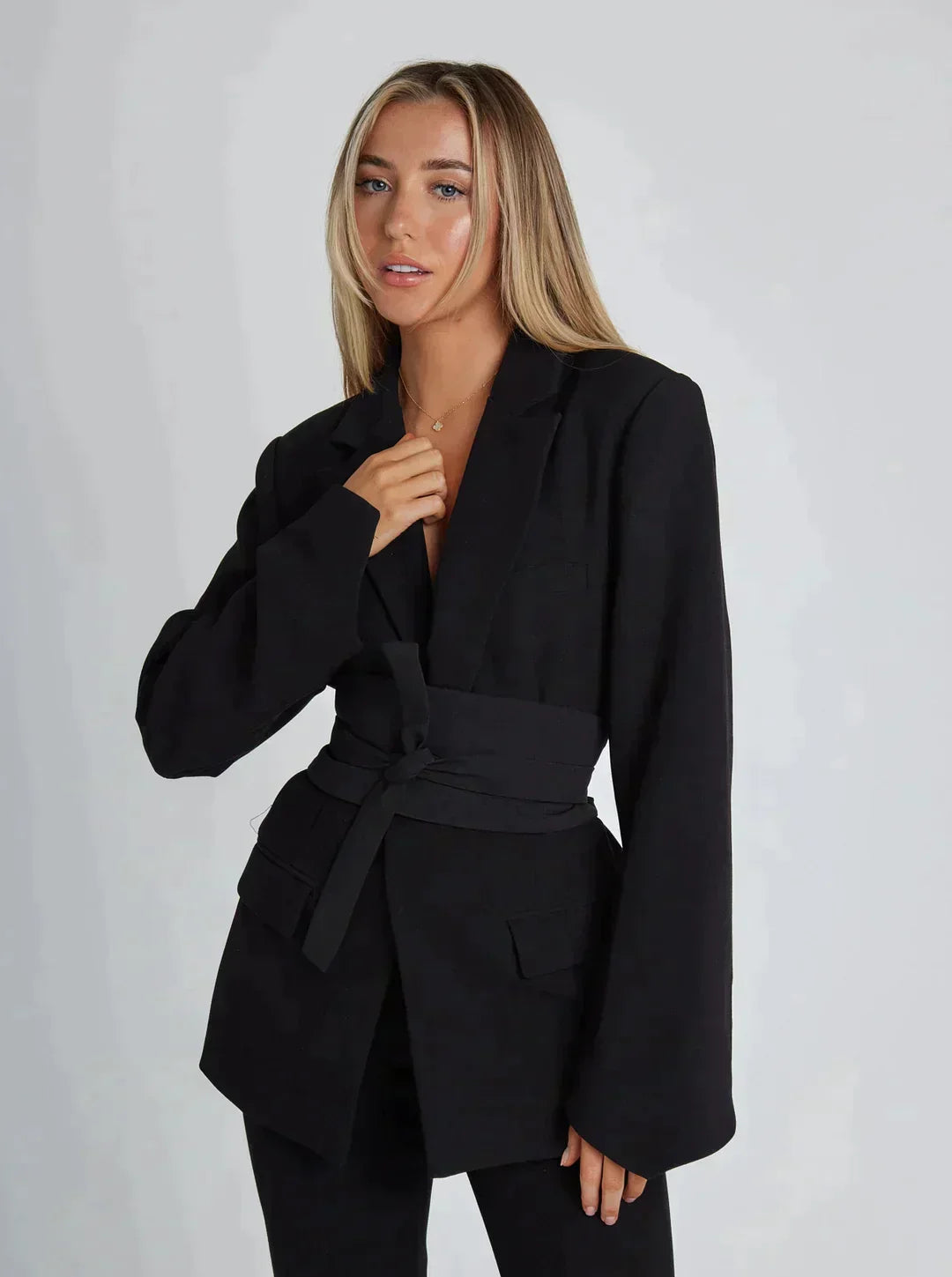 Blazer With Belt - Tailored Ladies Jacket For Versatile Styling