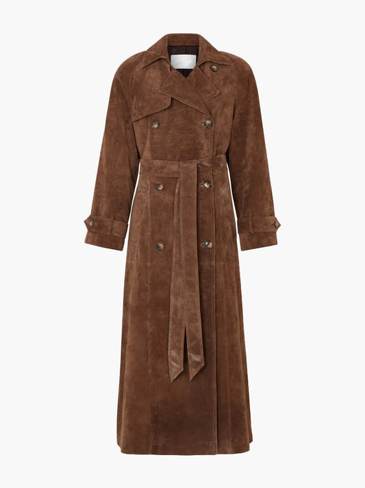 Brown Trench Coat - Elegant Long Ladies Coat