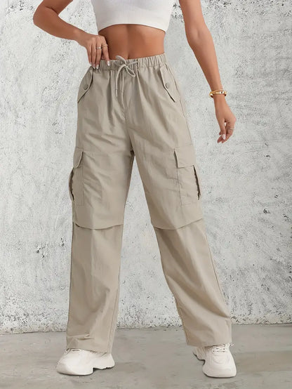 Cargo trousers - high-waisted ladies utility pants