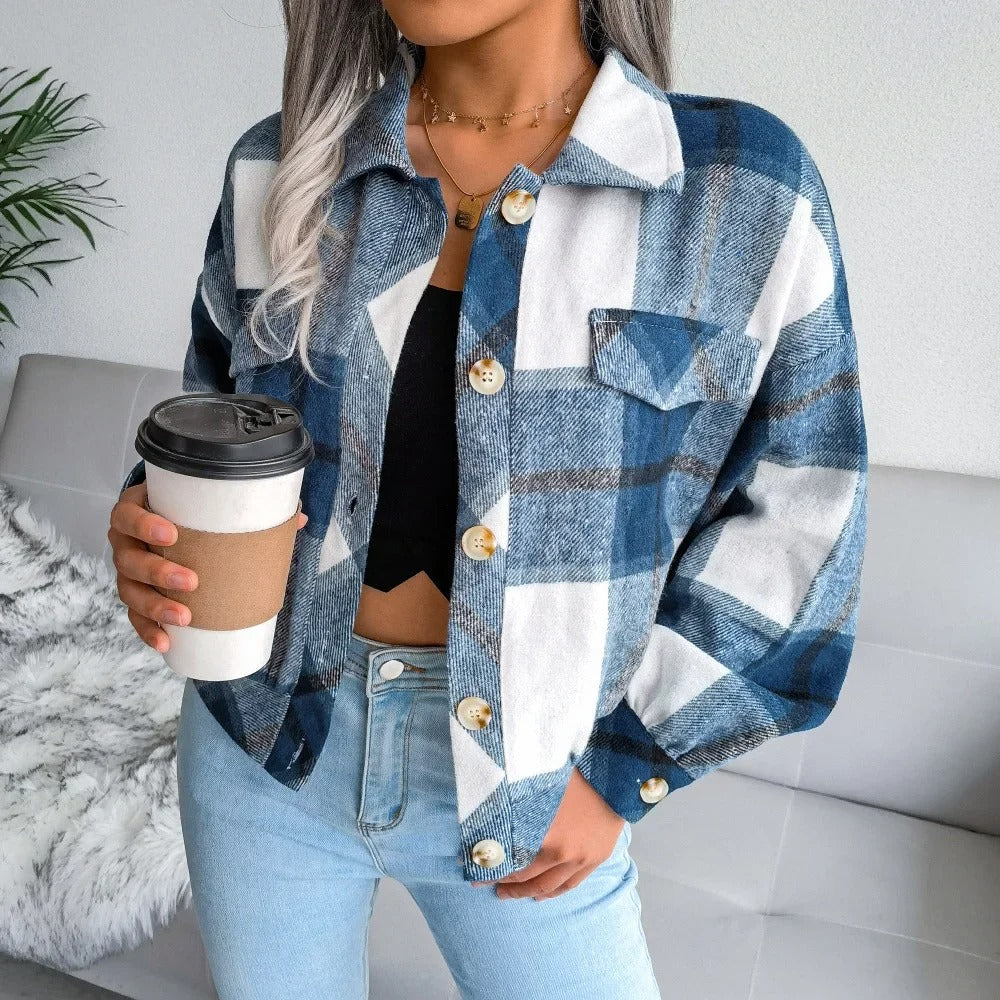 Checked Women'S Summer Jacket - Trendy Oversized Shirt Jacket