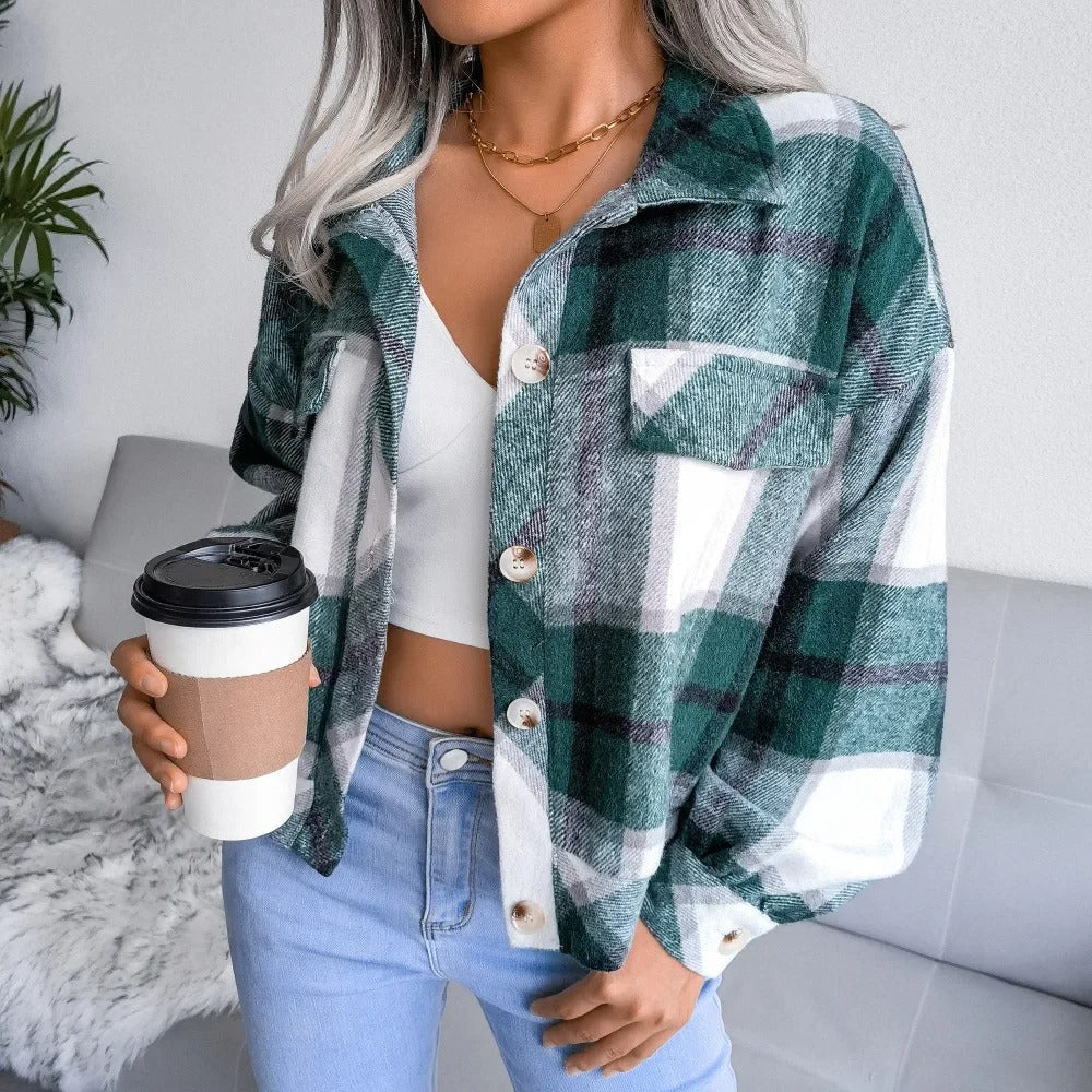 Checked Women'S Summer Jacket - Trendy Oversized Shirt Jacket