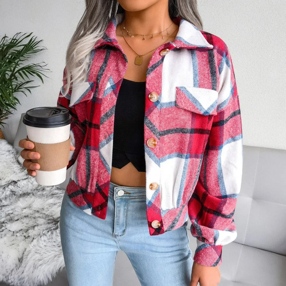 Checked Women'S Summer Jacket - Trendy Oversized Shirt Jacket