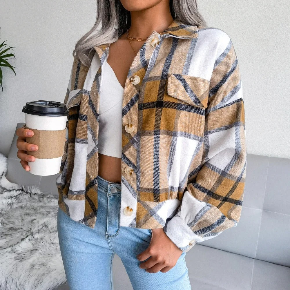Checked Women'S Summer Jacket - Trendy Oversized Shirt Jacket