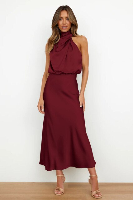 Chic Halter Neck Dress - Exquisite Evening Dress For Ladies