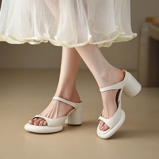 Chunky Heeled Sandals - Sophisticated Open-Toe Women'S Footwear