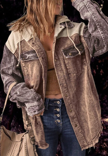 Corduroy Jacket - Stylish Retro Ladies Outerwear