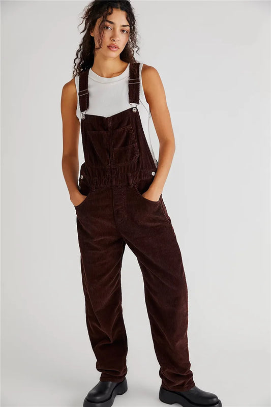Corduroy Overall - Stylish Ladies Casual Dungarees