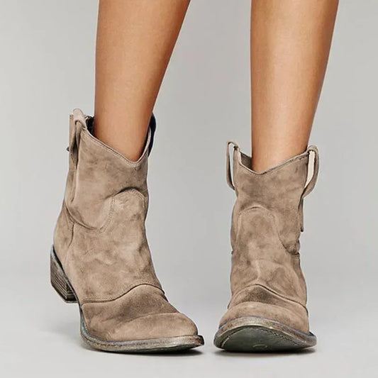 Cowboy ankle boots - vintage ladies suede footwear