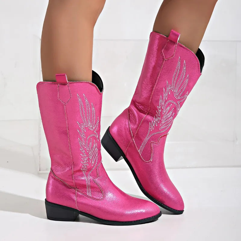 Cowboy Boots - Stylish Ladies Pu Leather Footwear With Soft Lining