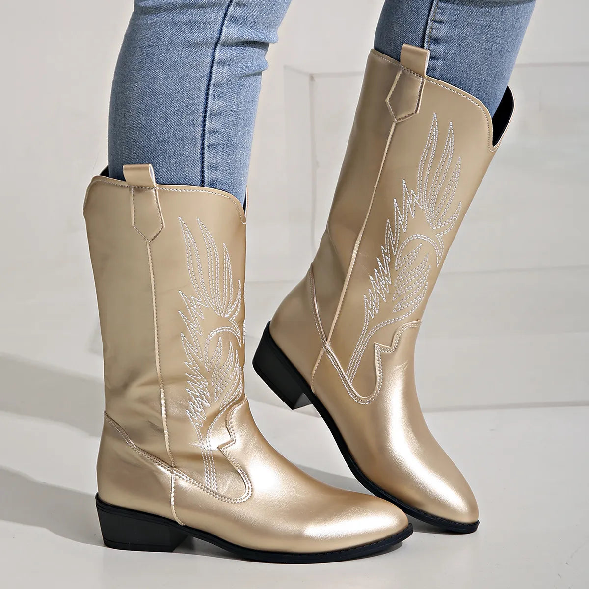 Cowboy Boots - Stylish Ladies Pu Leather Footwear With Soft Lining