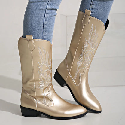 Cowboy Boots - Stylish Ladies Pu Leather Footwear With Soft Lining