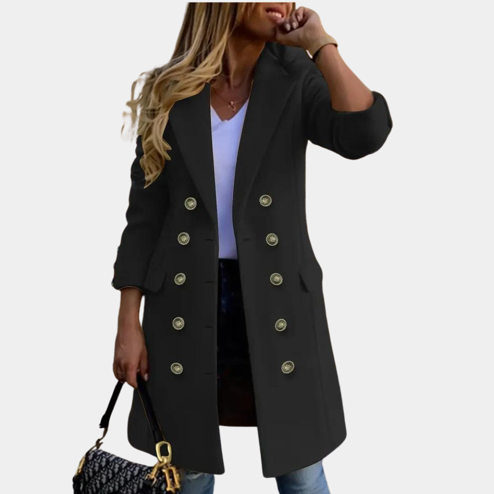 Cozy Double-Breasted Coat - Stylish Ladies Outerwear