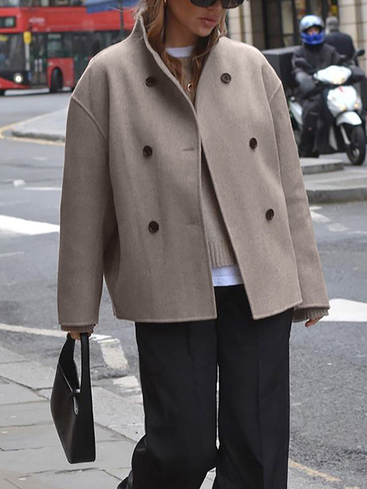 Double-Breasted Coat - Chic Ladies Oversized Jacket