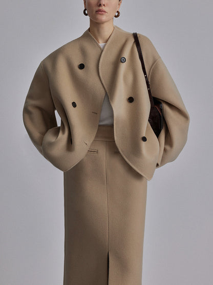 Double-Breasted Coat - Chic Ladies Oversized Jacket