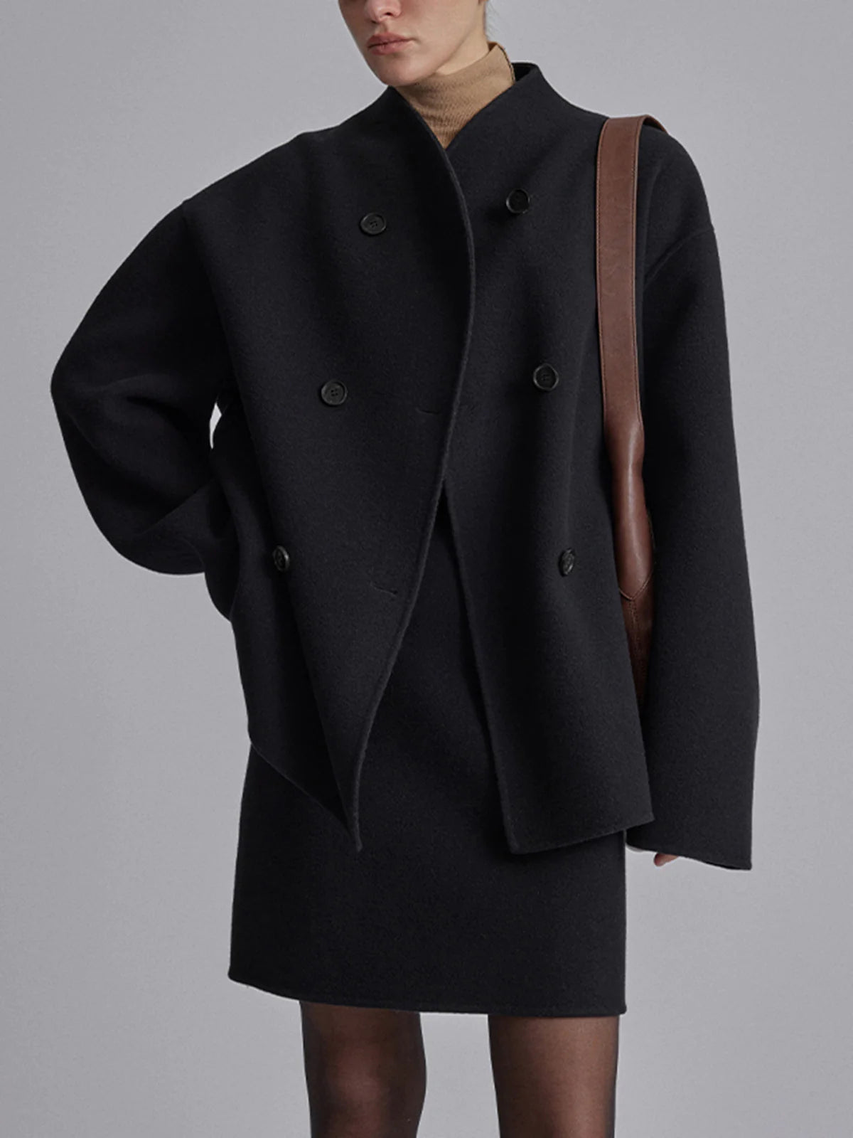 Double-Breasted Coat - Chic Ladies Oversized Jacket