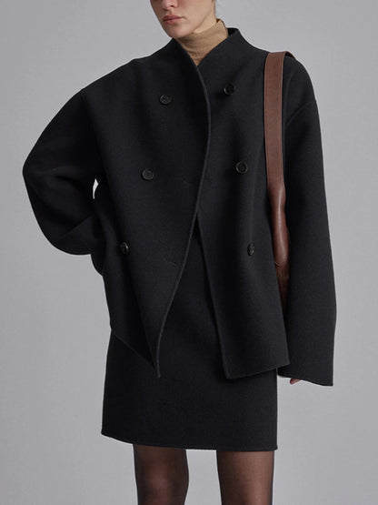 Double-Breasted Coat - Chic Ladies Oversized Jacket