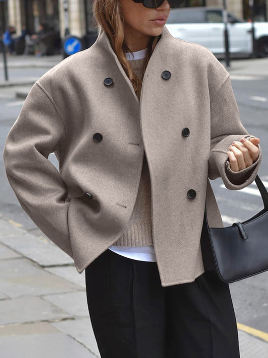 Double-Breasted Coat - Chic Ladies Oversized Jacket