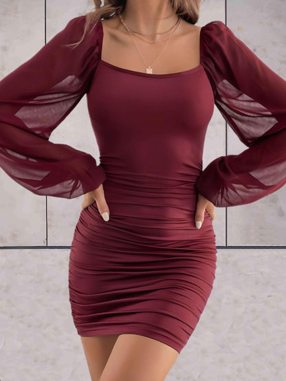 Elegant Mini Dress With Puff Sleeves - Chic Ladies Evening Attire