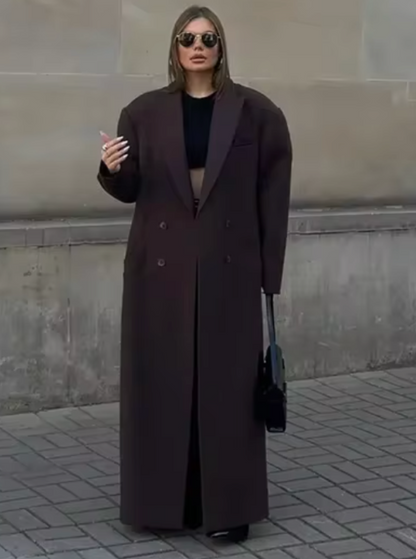 Elegant Trench Coat - Long Brown Women'S Winter Coat