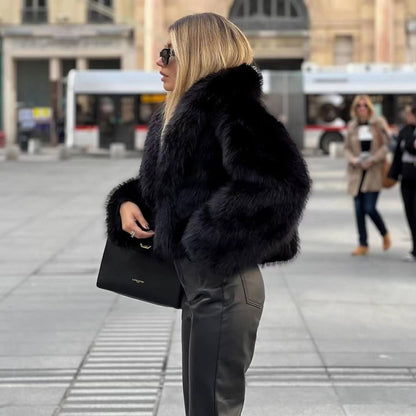 Faux fur coat - elegant ladies winter jacket