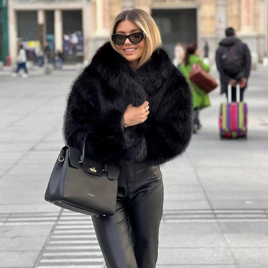 Faux fur coat - elegant ladies winter jacket