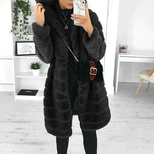 Faux fur coat - luxurious long ladies winter jacket