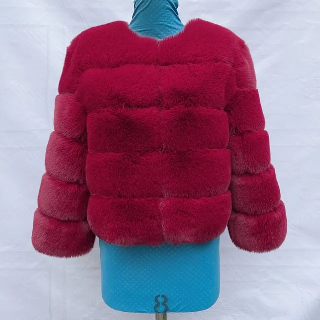 Faux fur jacket - luxurious ladies fluffy winter coat