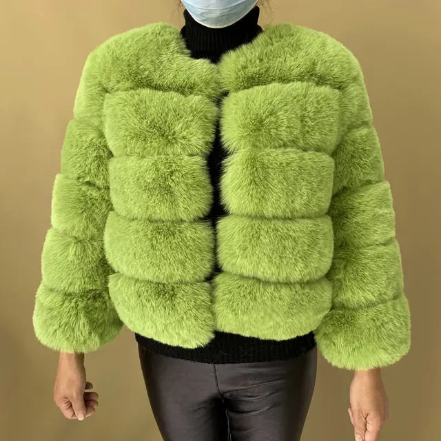 Faux fur jacket - luxurious ladies fluffy winter coat