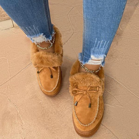 Faux Fur Slip-On Trainers - Cozy Ladies Casual Footwear