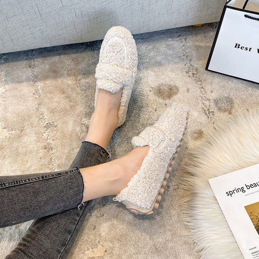 Faux Fur Slippers - Plush Ladies Slip-On Footwear