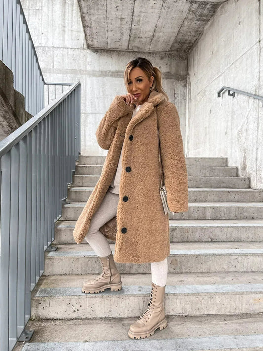 Faux Fur Trench Coat - Stylish Long Ladies Outerwear