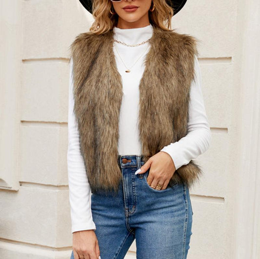 Faux Fur Vest - Stylish Layered Vest For Ladies