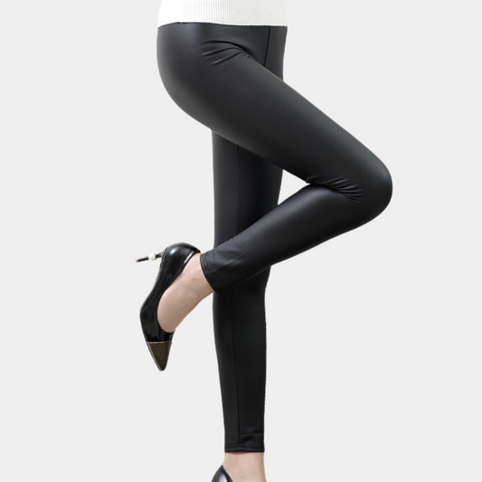 Faux Leather Leggings - Sleek Stretch Ladies Trousers
