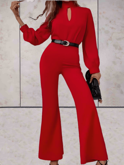 Fiona - Stylish Red Jumpsuit For Women With Flared Trousers
