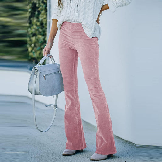 Flared cord trousers - comfortable stretch ladies trousers