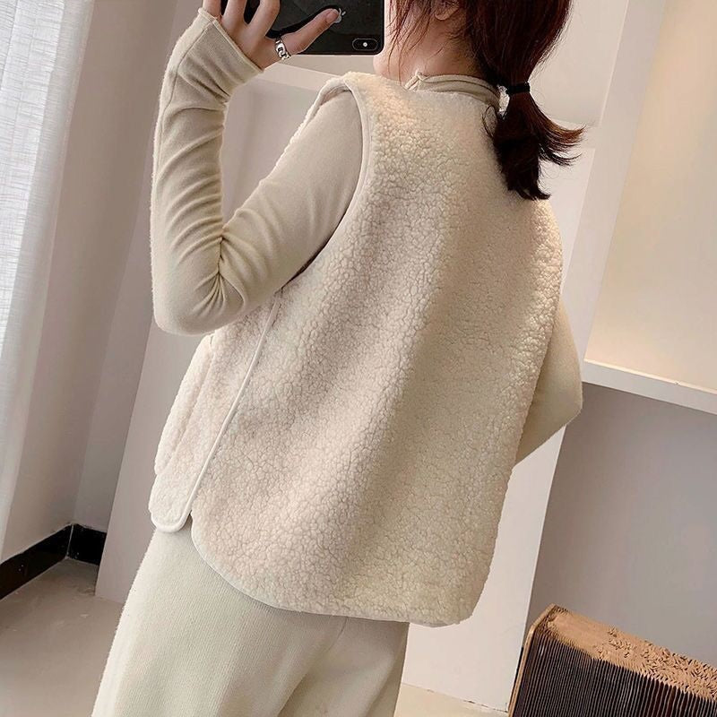 Fleece Gilet - Cozy Zip-Up Vest For Ladies