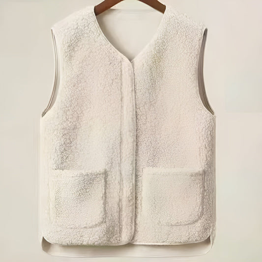 Fleece Gilet - Cozy Zip-Up Vest For Ladies