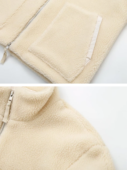 Fleece Zip-Up Jacket - Cozy Oversized Fleece Coat For Women
