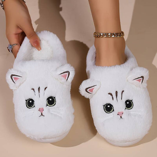 Fluffy Cat Slippers - Adorable Ladies Home Footwear