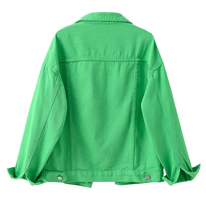 Green Denim Jacket - Fashionable Ladies Casual Outerwear