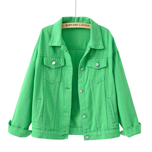 Green Denim Jacket - Fashionable Ladies Casual Outerwear