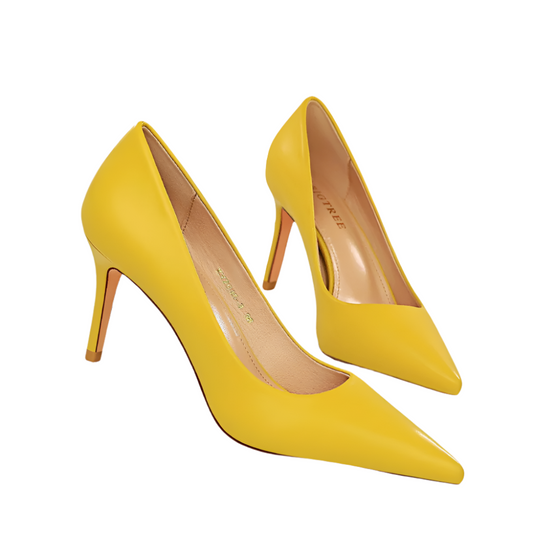 High Heel Shoes - Chic Yellow Ladies Stilettos