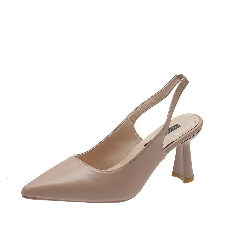 High Heel Slingback Shoes - Sophisticated Ladies Pointed Toe Heels