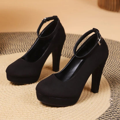 High Heels - Elegant Black Ladies' Platform Shoes
