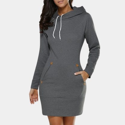 Hooded dress - modern ladies sweatshirt dress with pockets