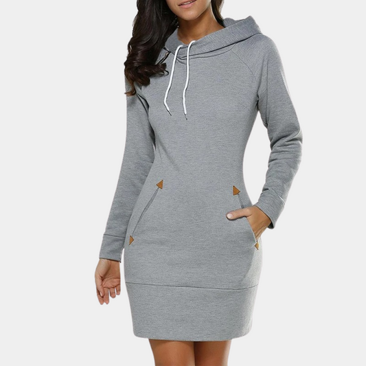 Hooded dress - modern ladies sweatshirt dress with pockets