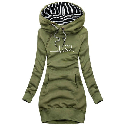 Hooded pullover dress - stylish ladies winter hoodie dress