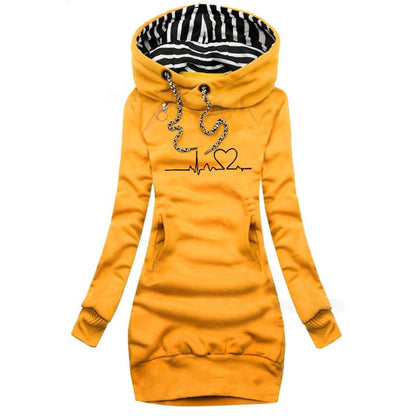 Hooded pullover dress - stylish ladies winter hoodie dress