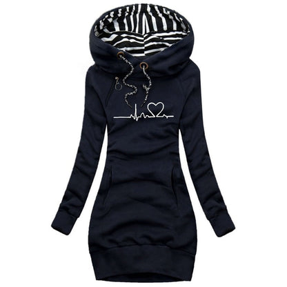 Hooded pullover dress - stylish ladies winter hoodie dress